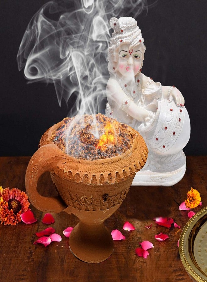Pure Source India Natural Clay Desi Handmade Dhoop Loban Dani/Dhuni Burner Holder/Pot Stand for Puja/Hawan/Dhuni (Shop/Office/Room/Gardan etc.) (4 Inch Size 100% Pure Mitti) - Image 5